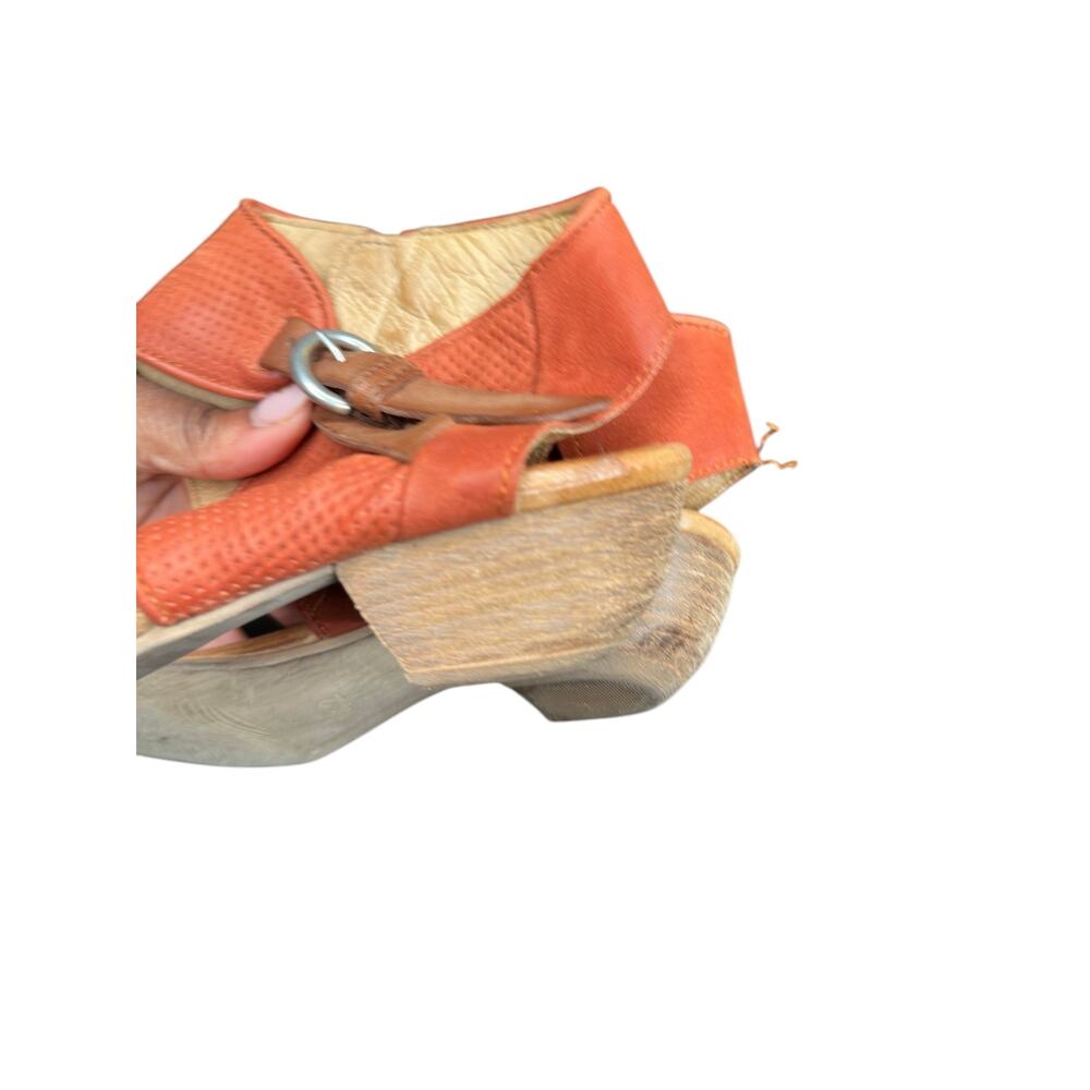 Miz Mooz Orange Buckle Closure Chatham Leather Peep Toe Sandals Size 10 1/2 -11 - Picture 6 of 8